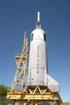 The Saturn V model at the Johnson Space Center in Houston, Texas.