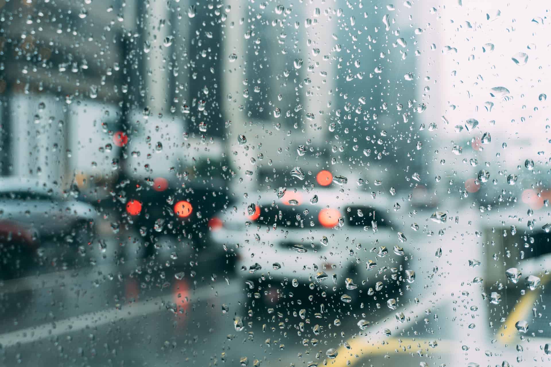 rain on car windshield